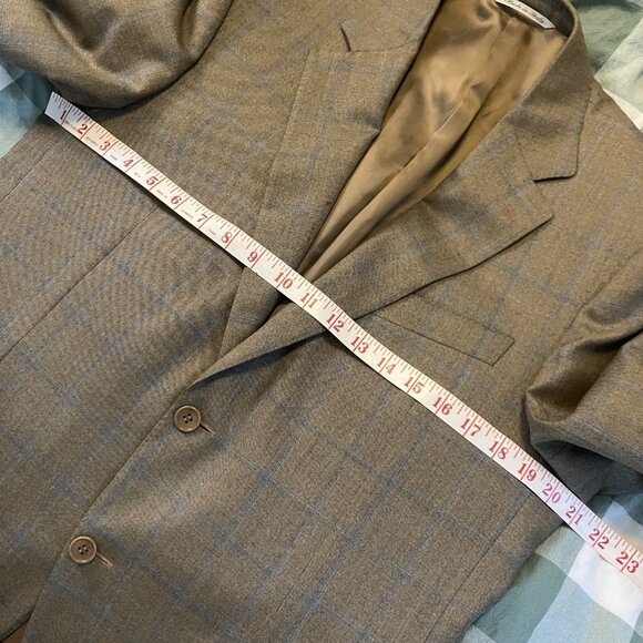 Harry Rosen Canali Wool Blazer Mens 50 Tan Plaid Neutral Check Made Italy - Picture 13 of 13